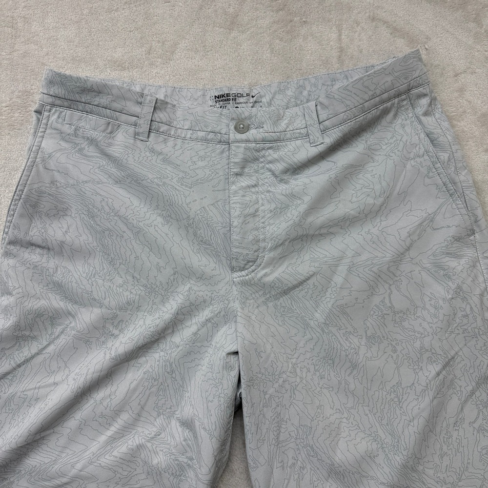 Nike Golf Shorts Mens 33 Grey Topographic Map Print Dri-FIT Standard Fit Stretch - Picture 2 of 11
